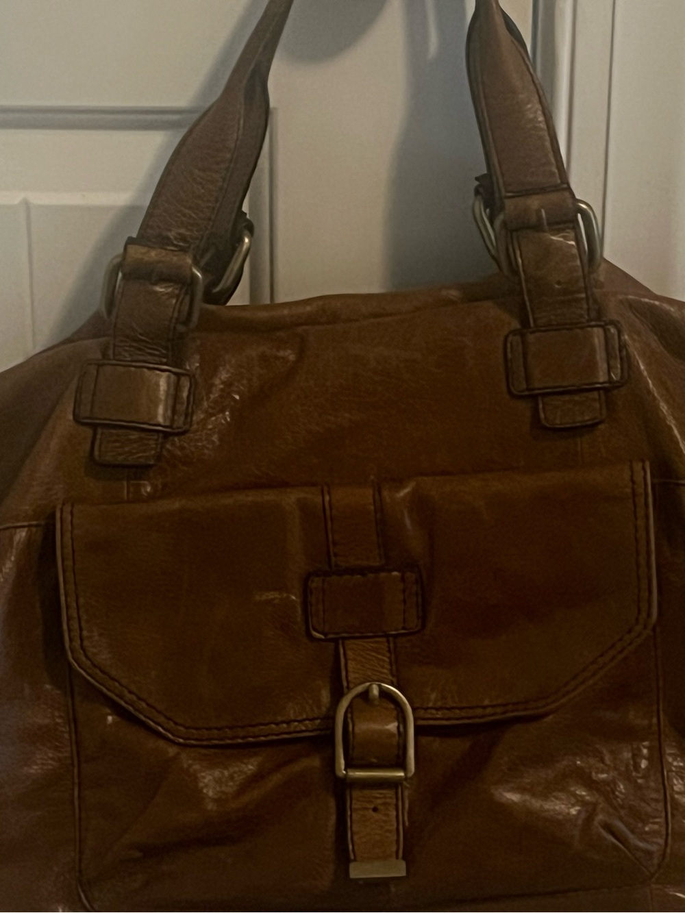 Marks & Spencer Chestnut Brown Leather Tote with Front Buckle